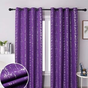 Purple with Foil Accent Curtains% size 54Wx63L